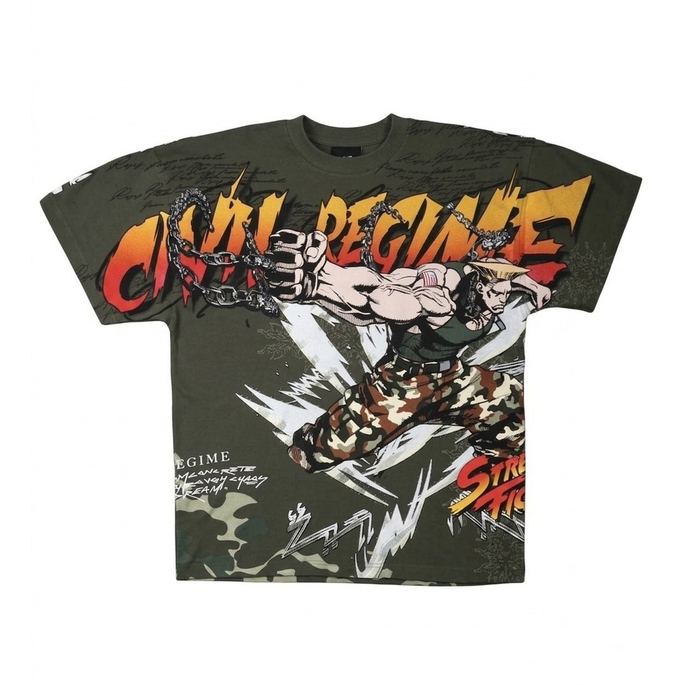 Civil Regime x Street Fighter Guile Large Olive American Dream Oversized Tee